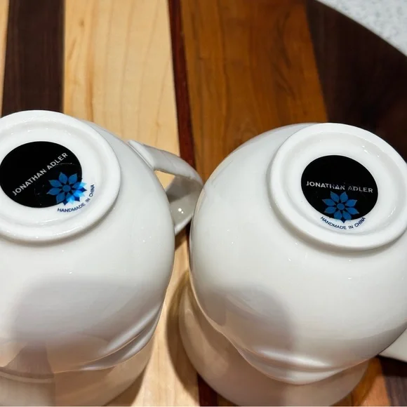 Mr. & Mrs. Muse Mug Set By Jonathan Adler, White Porcelain Reversible Design - Picture 5 of 6